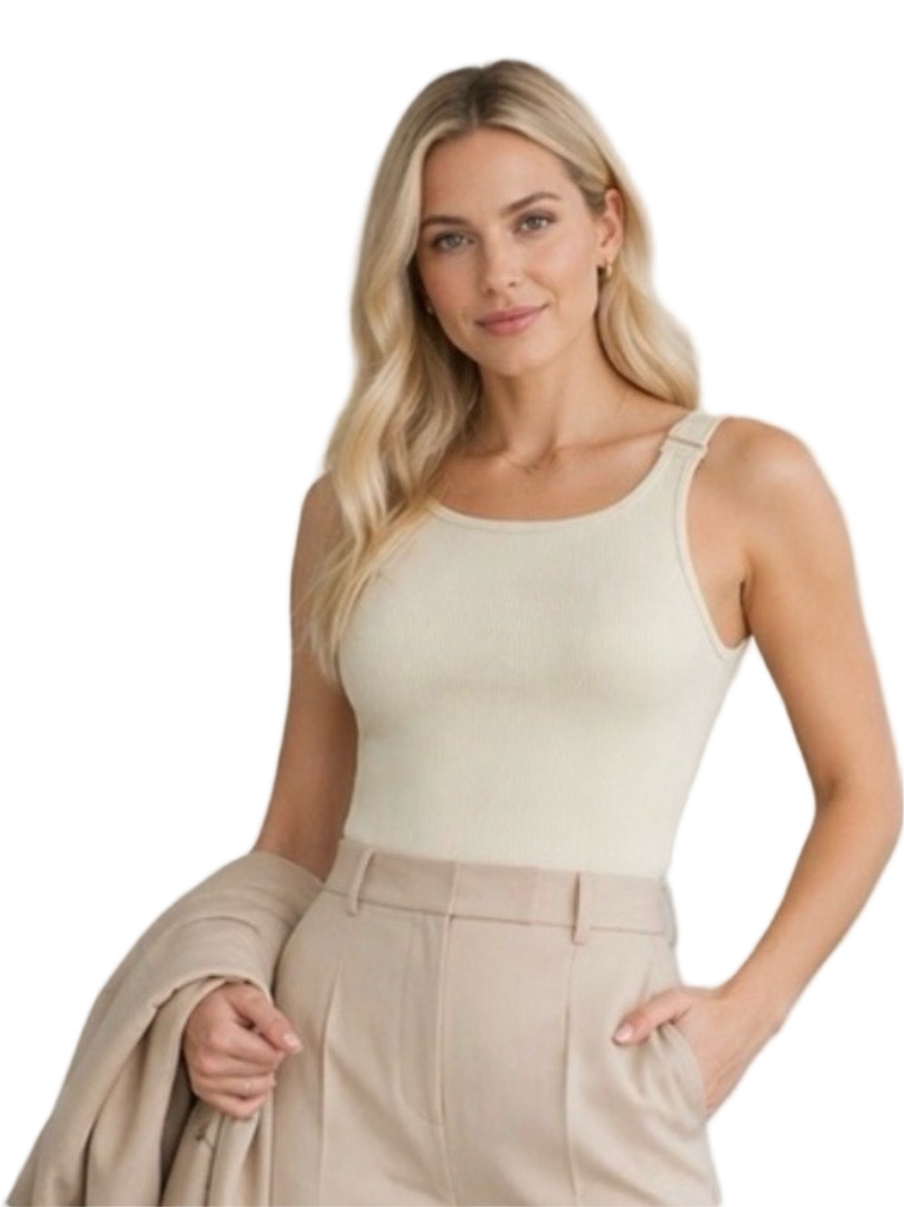 Zara Ivory Tank Top Minimalist Clean Girl Basic Size XS/S Good Used Condition